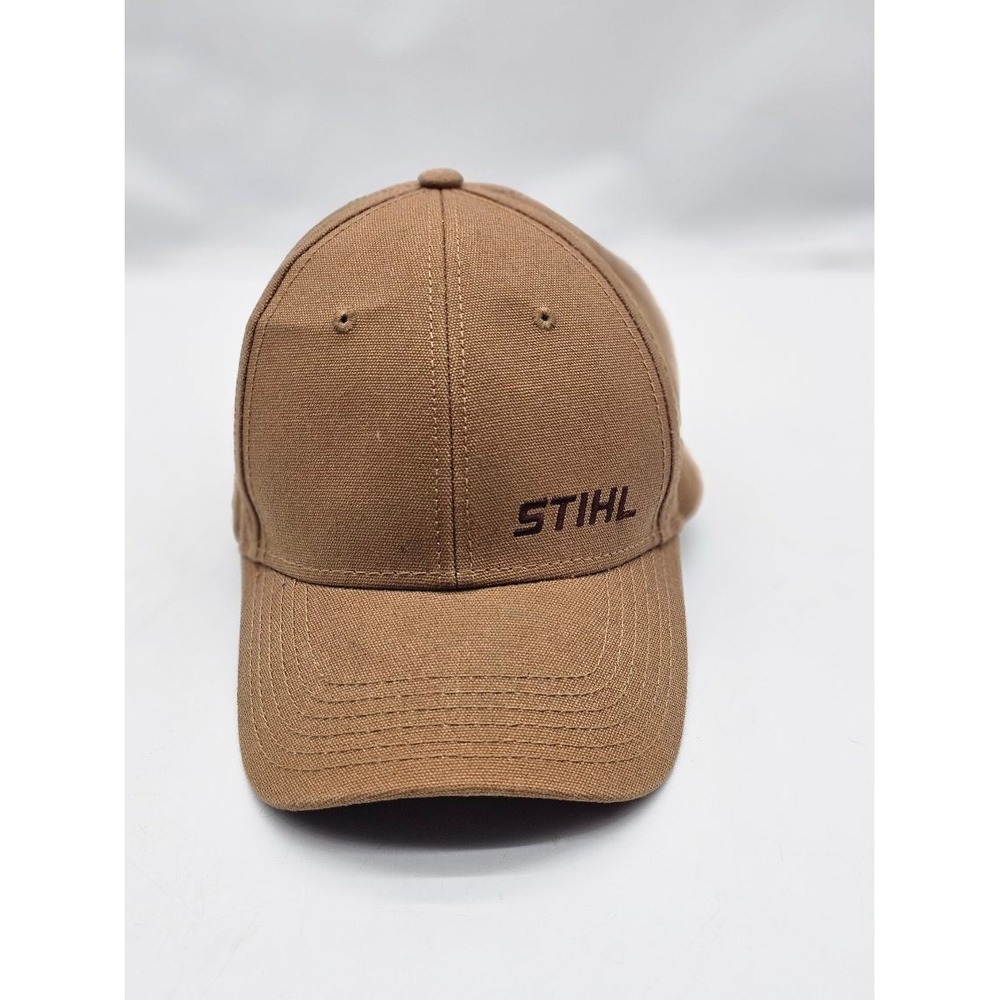 STIHL Hat Men One Size Brown Embroidered Canvas Logo Adjustable Cap - Picture 1 of 8